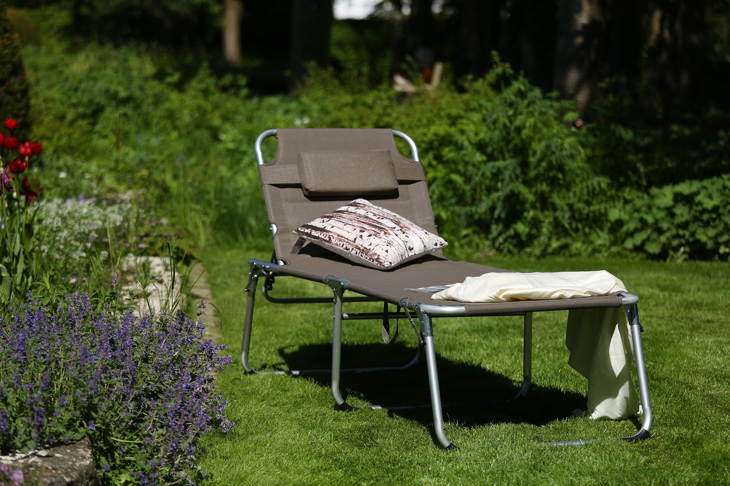 2er-Set XXL Aluminium Gartenliege Sonnenliege 2 m gepolstert Kopfkissen klappbar