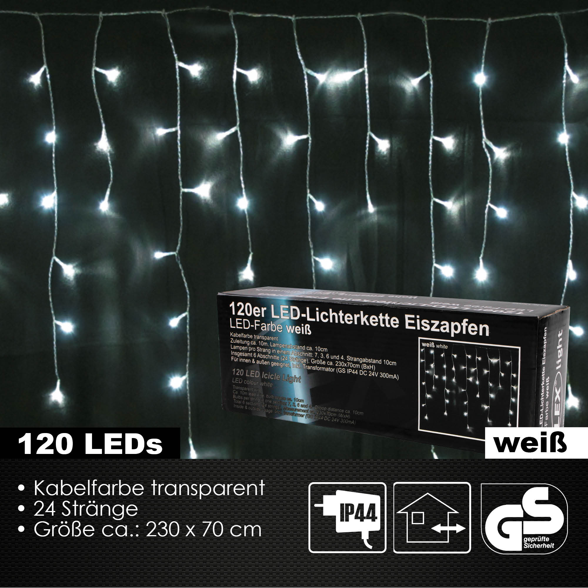 120/160er LED Eiszapfen Lichtervorhang Außen Innen Weihnachtsbeleuchtung