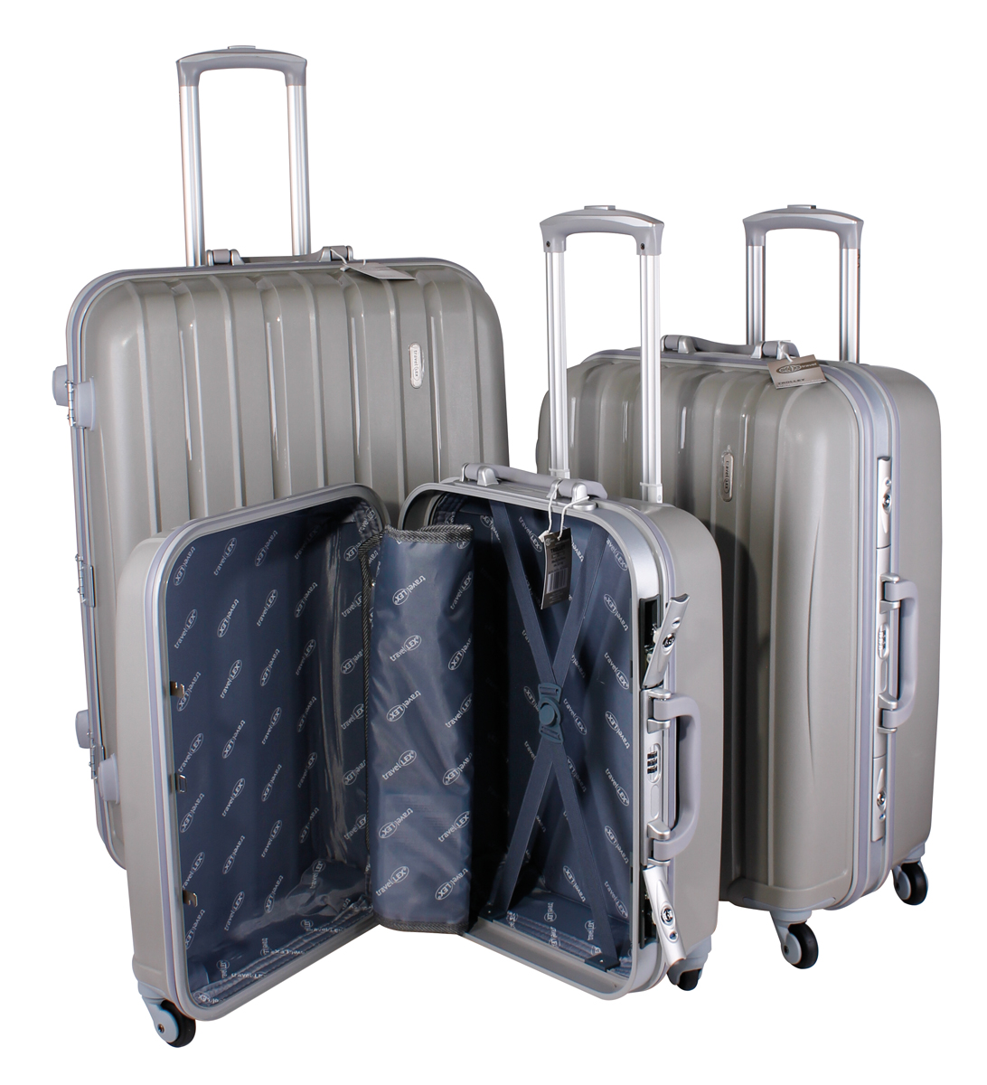 LEX 3tlg. PP Aluminuim Rahmen Reisekoffer Trolley Reisetasche Gepäck Farbauswahl