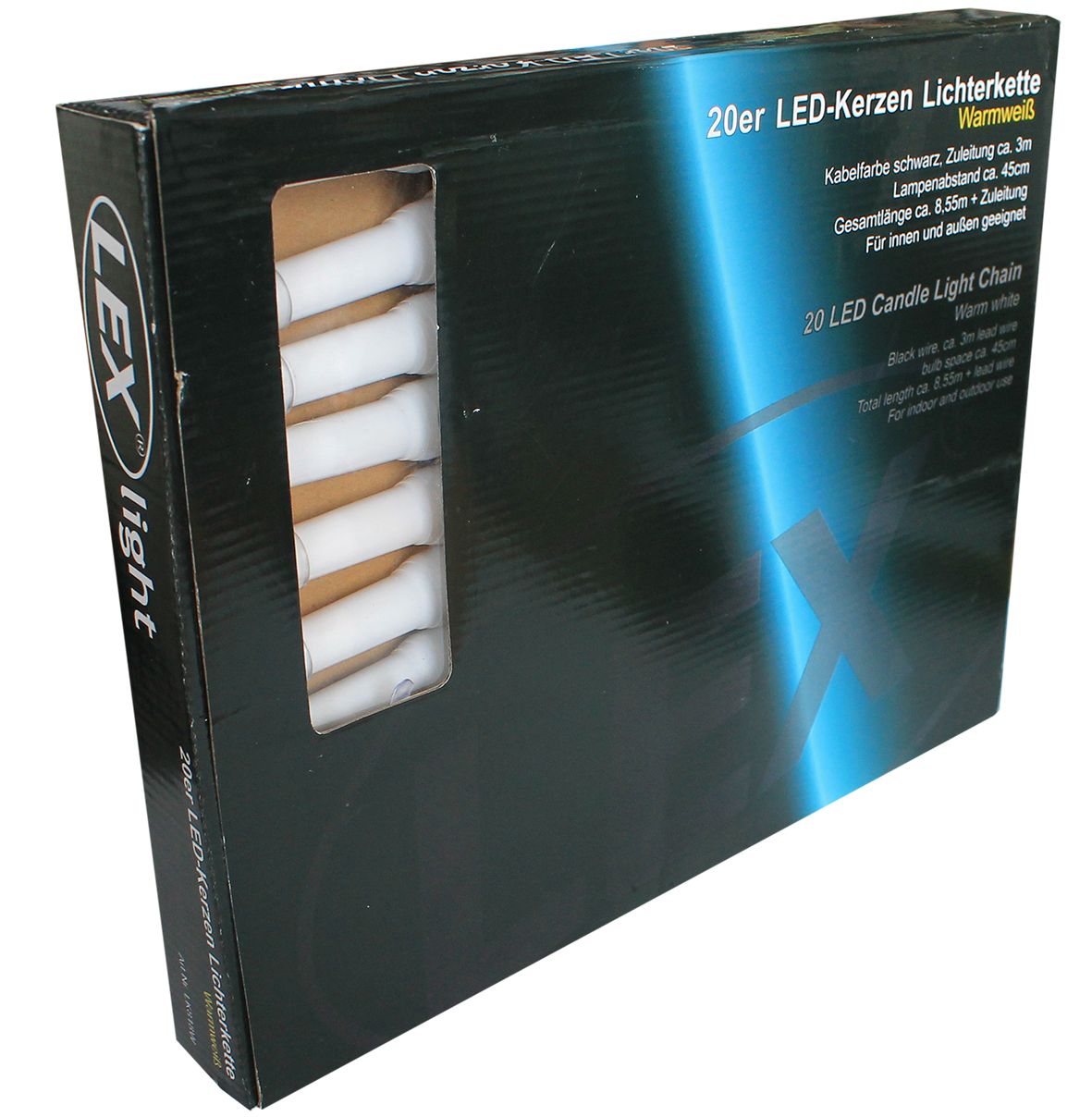20er LED Kerzenlichterkette Lichterkette Außen Innen Christbaumkerzen warmweiss