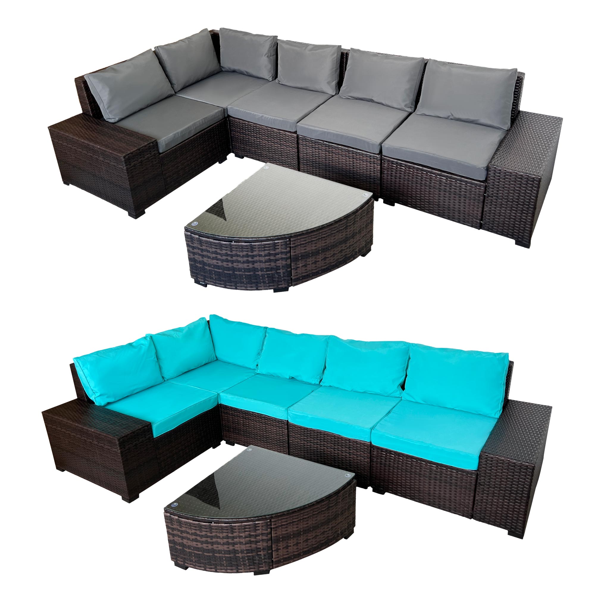 XXL Polyrattan Lounge Set 6tlg. Indoor Outdoor Gartenlounge Sitzgruppe Ecklounge