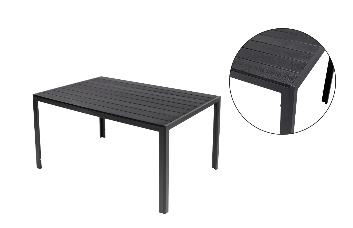 Aluminium XL Gartentisch Esstisch Balkontisch Gartenmöbel Non-Wood 150x90 cm