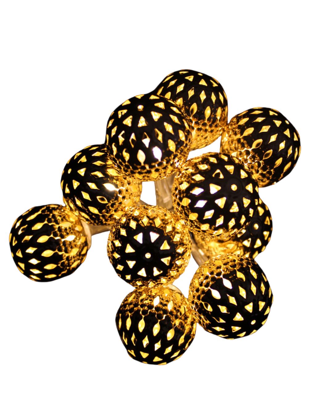 2x 10er LED Kugel Lichterkette Set Batteriekette Weihnachten Beleuchtung Deko Gold