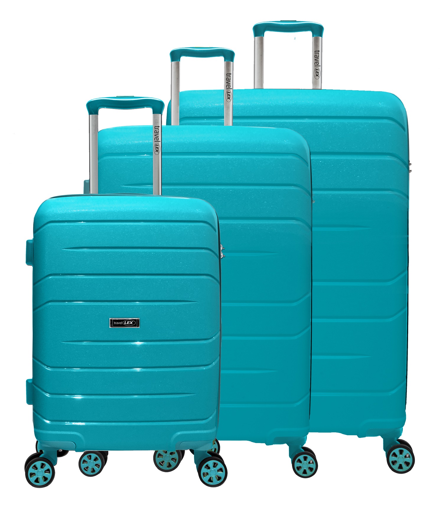 LEX 3tlg. PP Reisekoffer Set Trolley Reisetasche mit TSA Zahlenschloss petrol