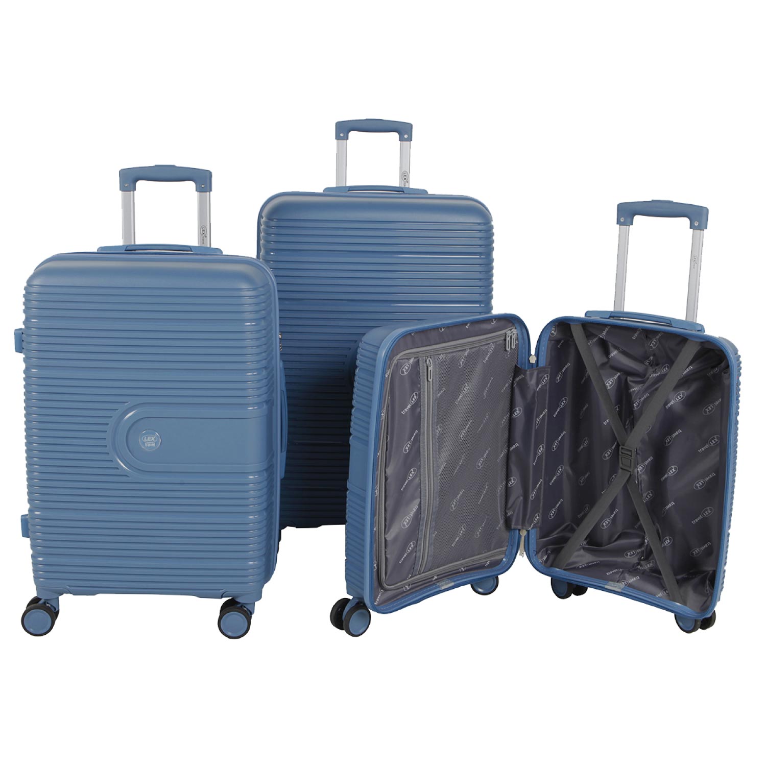 Reisekoffer Trolley Gepäck Set 3 tlg. Travel Rollkoffer Handgepäck blau