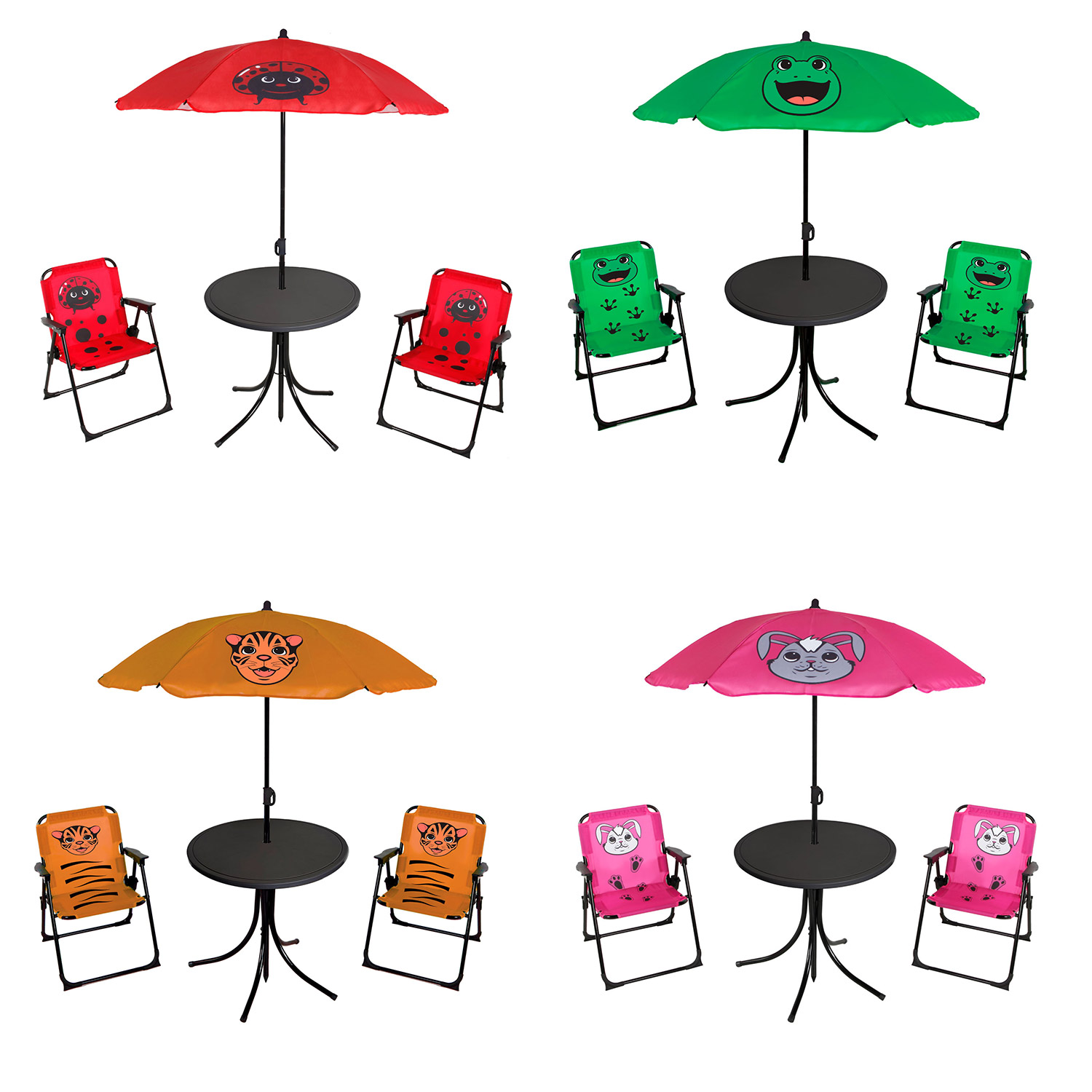 Kinder Campingset Campingstuhl Anglersessel Sonnenschirm Tisch Motiv wählbar