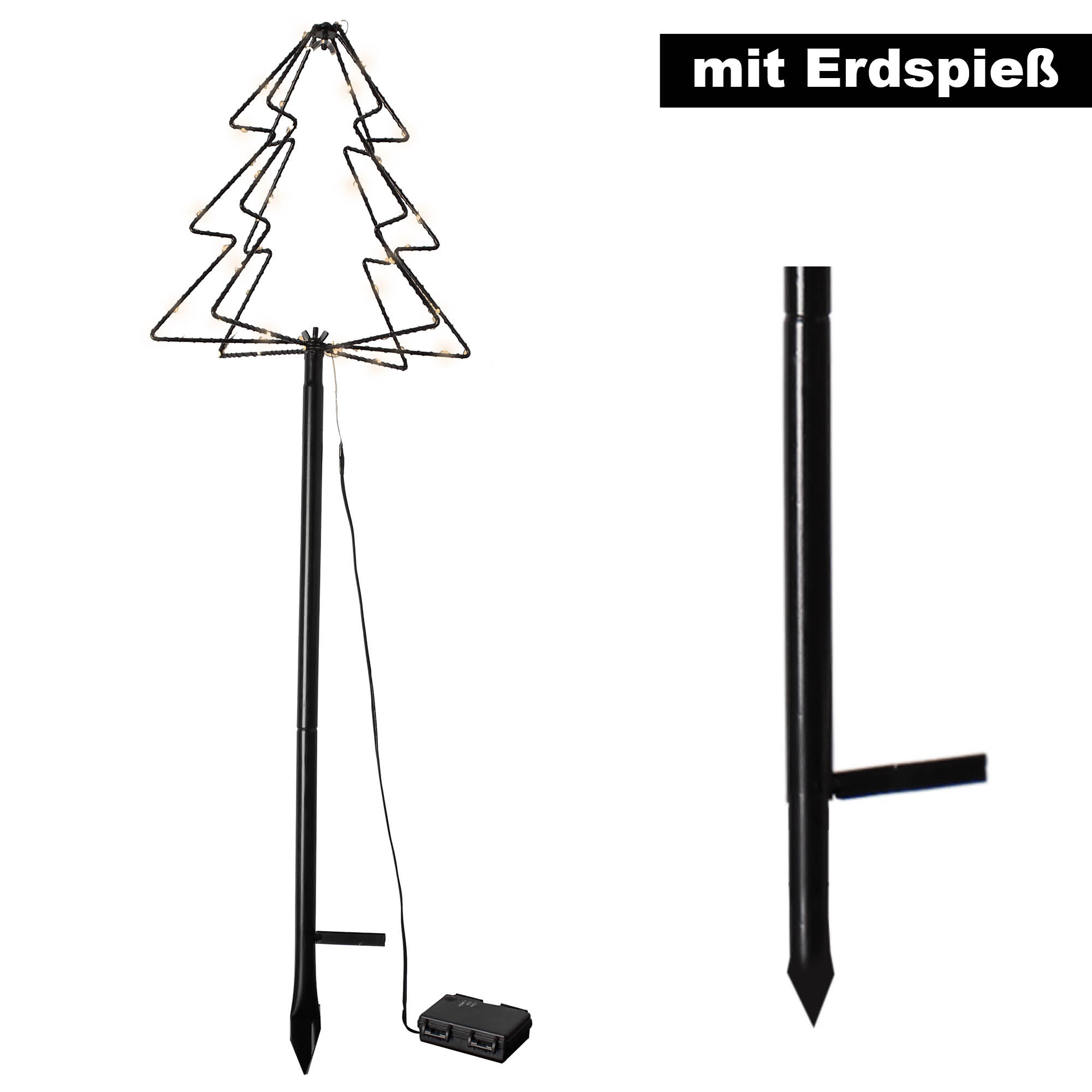 80 cm LED Gartenfigur Baum aus Metall Lichterbaum Batterie Leuchtbaum In-Outdoor