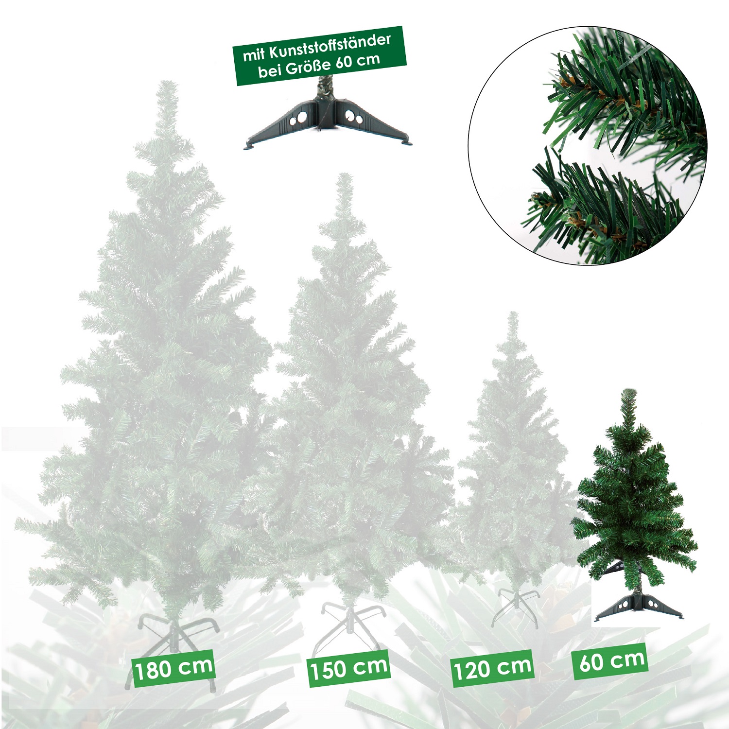 Künstlicher Weihnachtsbaum inkl. Ständer Tannenbaum Christbaum grün 60cm