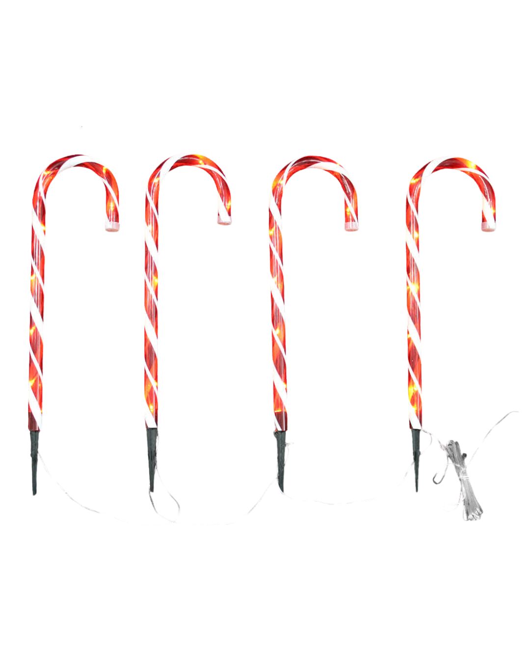 4x LED Zuckerstangen 50 cm für Außen & Innen Timerfunktion Lichterkette Deko