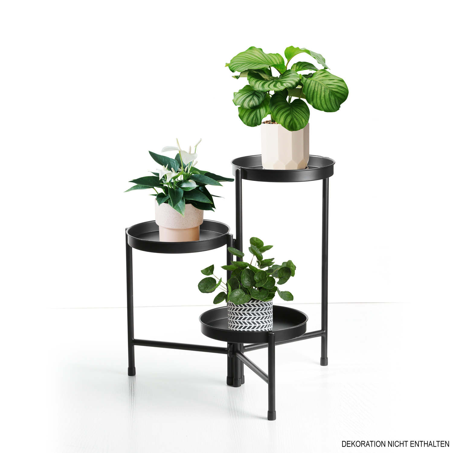 Pflanzenständer Blumentopfständer Pflanzenregal 3 Etagen schwarz Metall