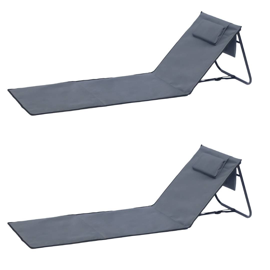 Strandliege Strandmatte Matte Badematte Liege faltbar Tasche anthrazit 2er Set