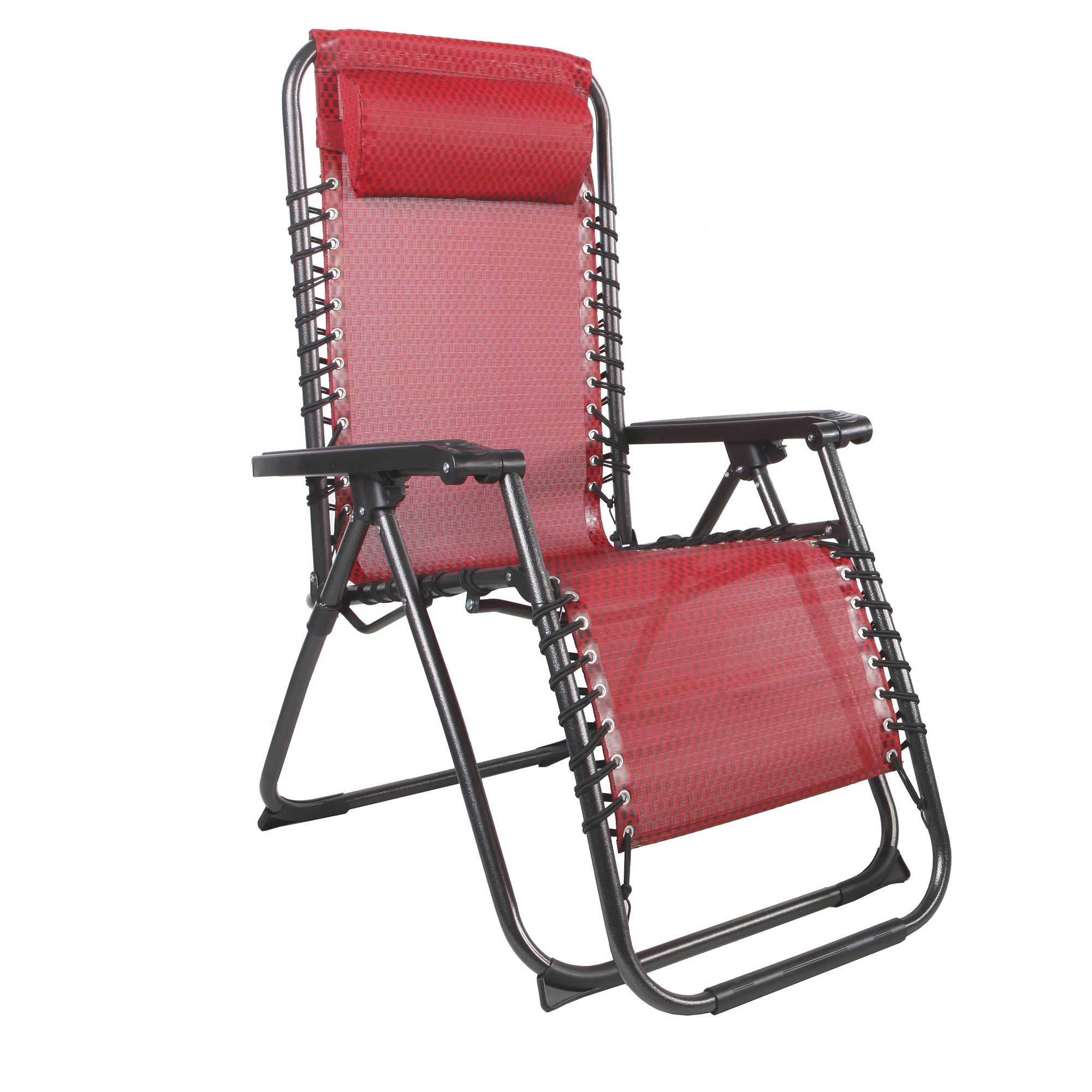 Relax Sessel m. Kopfkissen Gartenstuhl Gartenmöbel Liegesessel verstellbar schwarz/rot