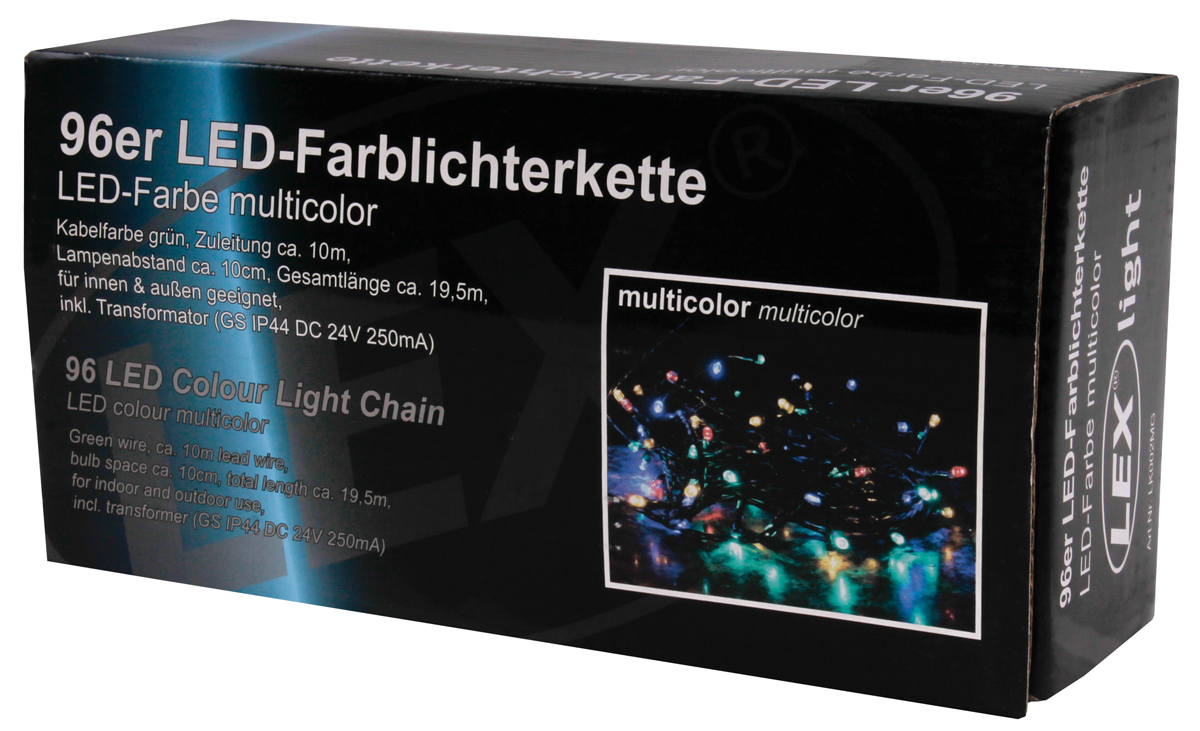 96er LED Lichterkette Außen Innen Partylichterkette Weihnachtslichterkette bunt