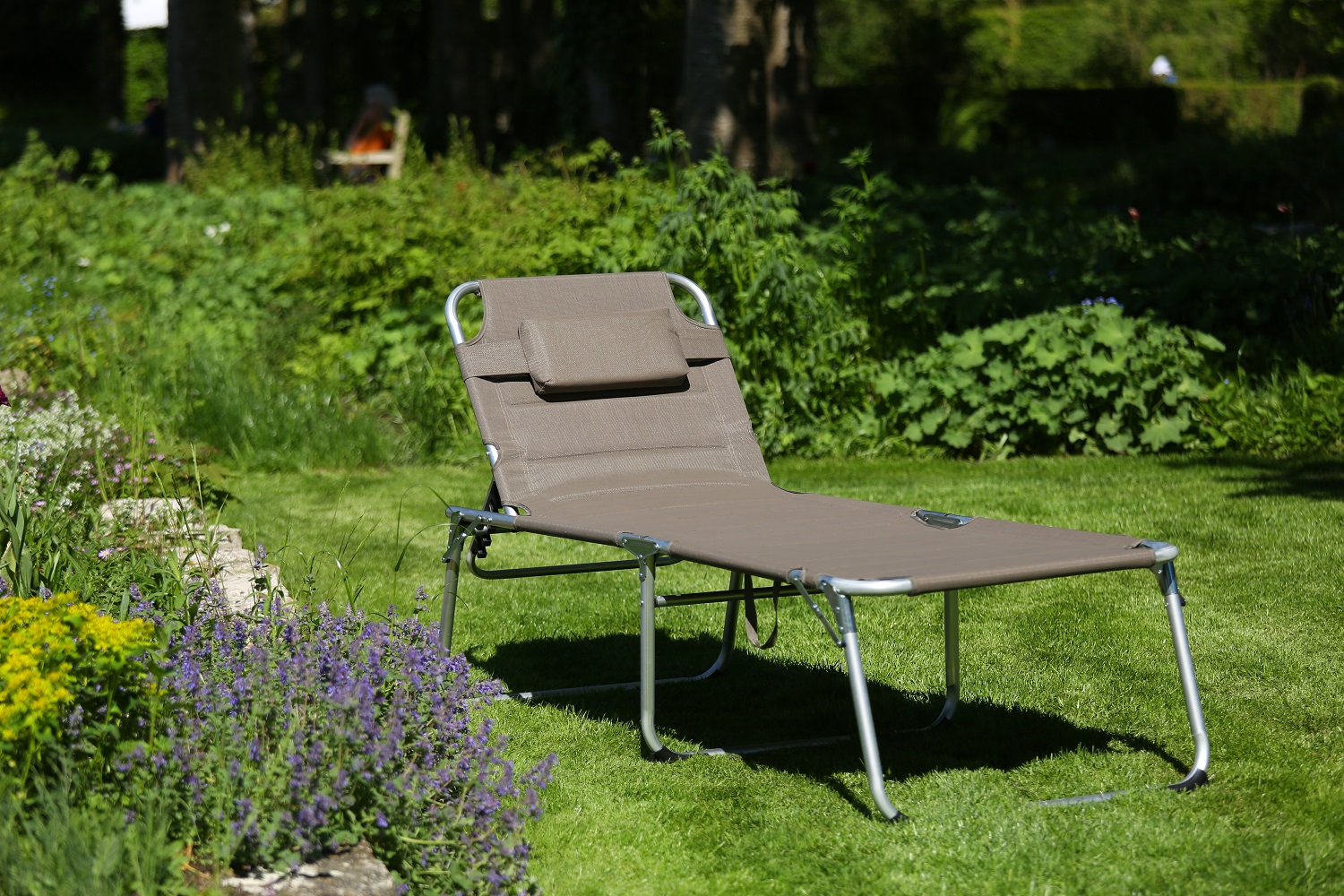 2er-Set XXL Aluminium Gartenliege Sonnenliege 2 m gepolstert Kopfkissen klappbar