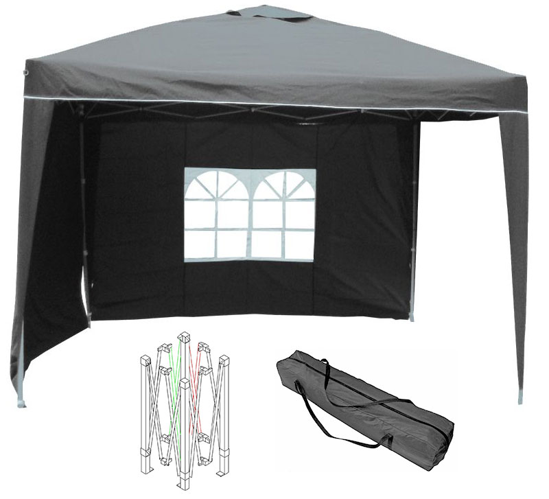 Alu Pavillon Faltpavillon 3x3m Gartenpavillon Gartenzelt Partyzelt Wasserabweisend Steingrau