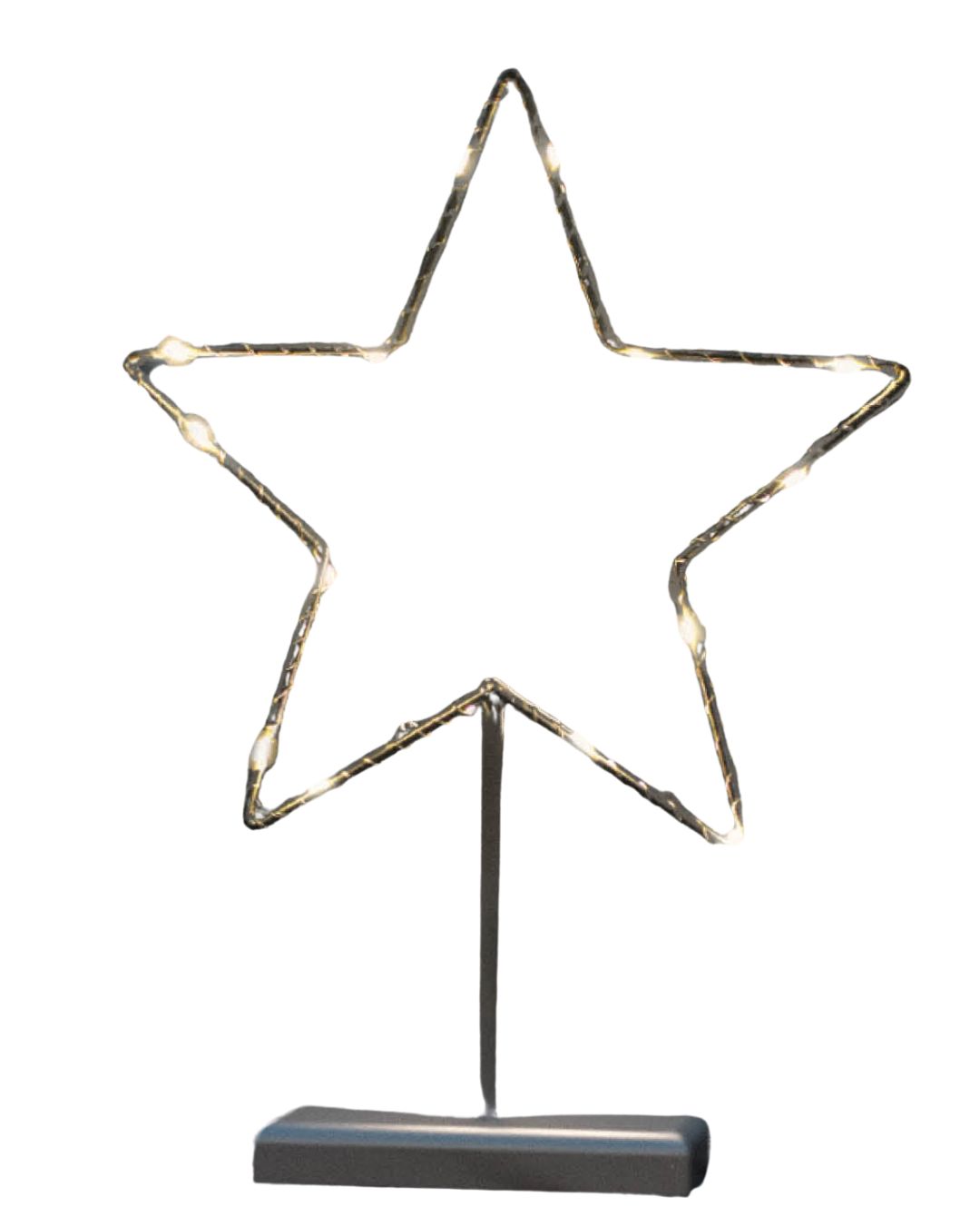 LED Tischleuchte Stern Metall 38cm Lichterstern Batterie Timer Indoor Advent