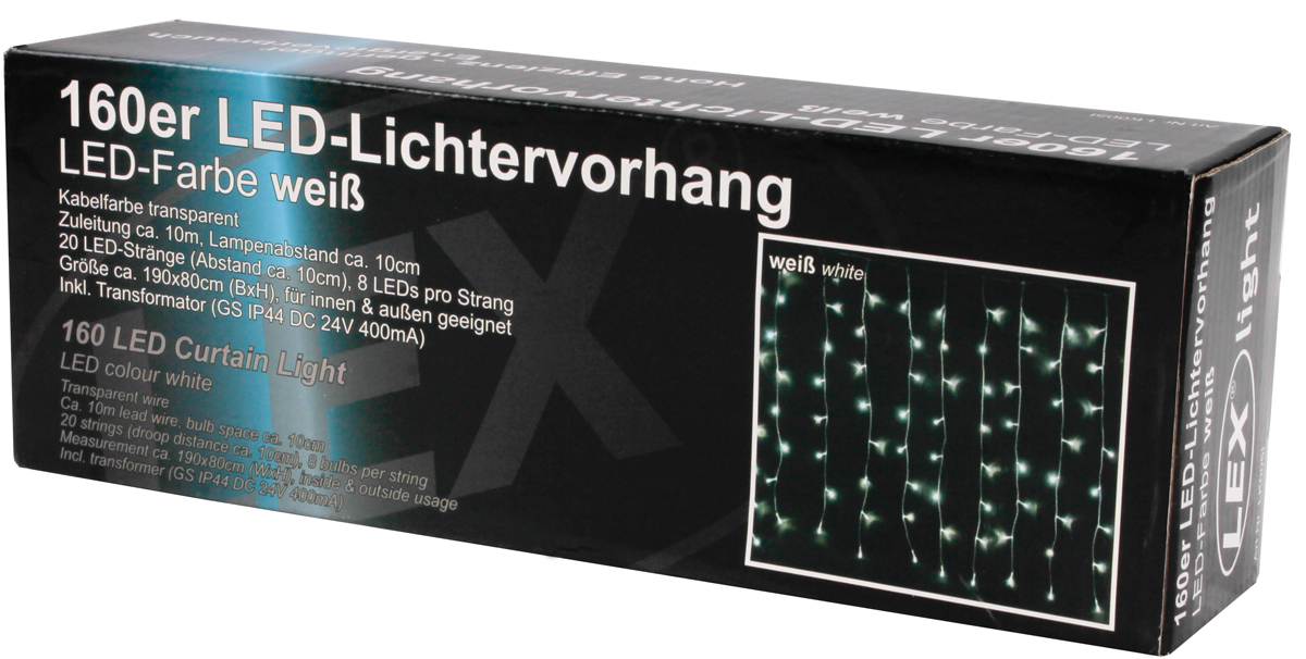 160er LED Lichtervorhang Lichterkette Außen Innen Weihnachtsbeleuchtung weiß