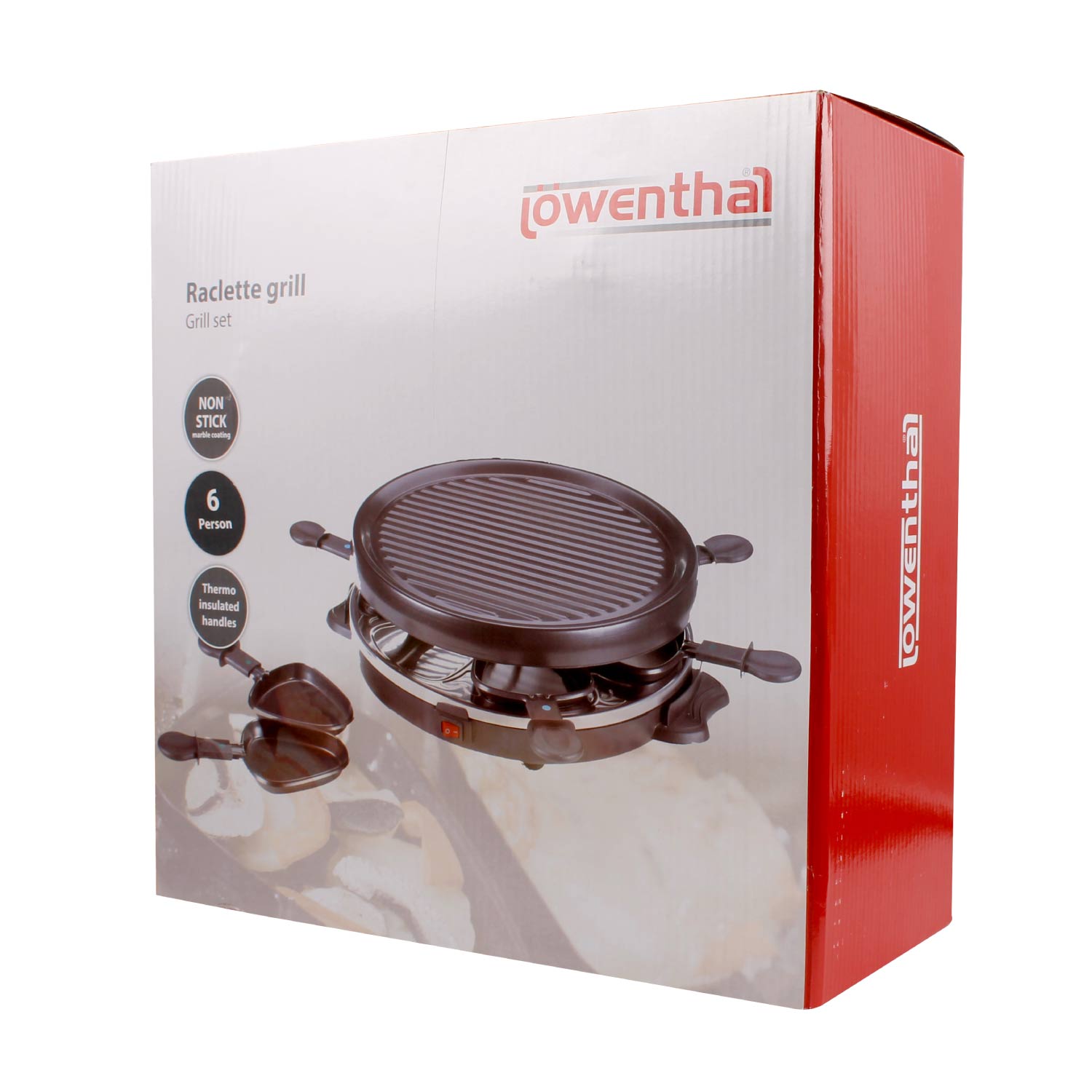Raclette Grill Tischgrill Löwenthal 2 in 1 inkl. 6  Pfännchen 6 Personen 800W