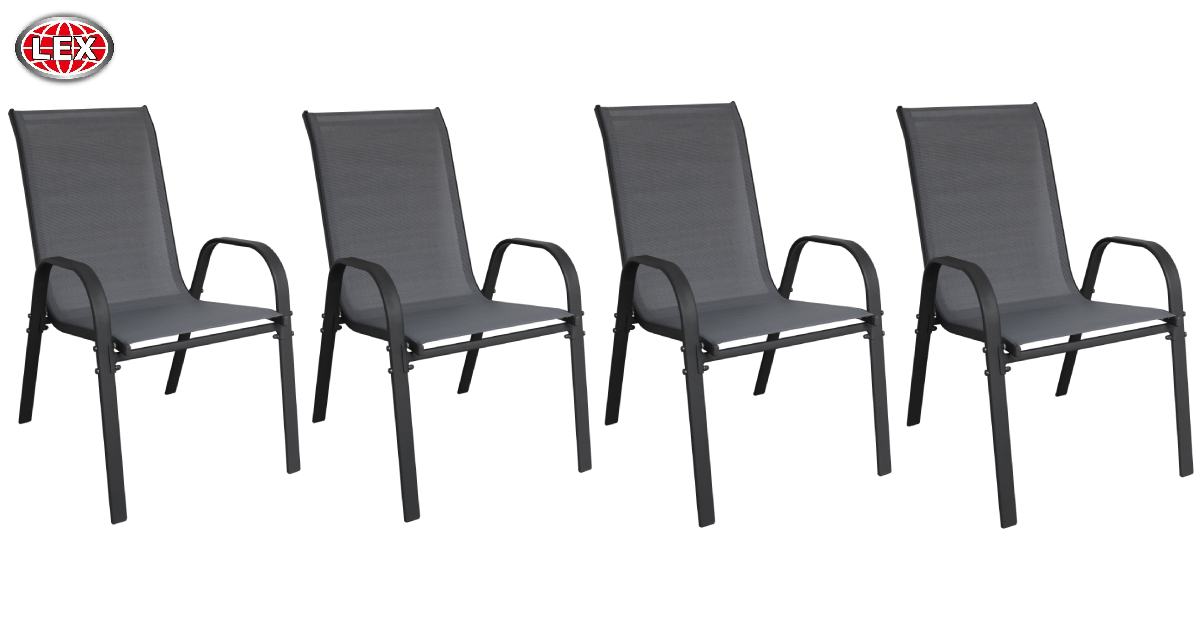 4er Set Stapelsessel Gartensessel Gartenstuhl Stapelstuhl Balkon anthrazit