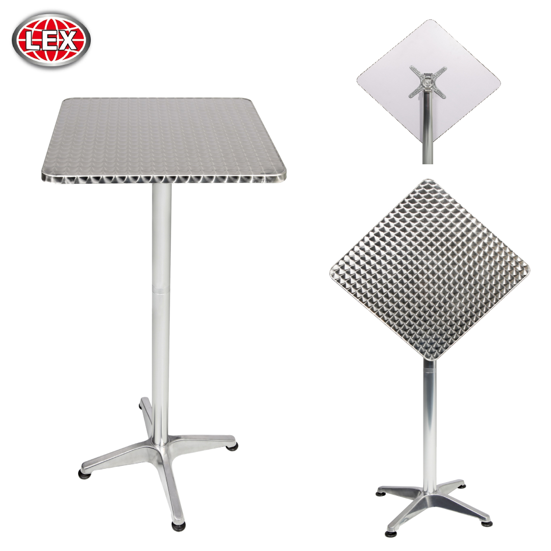 Alu Bistrotisch Balkontisch Garten Terrasse Glastisch eckig klappbar 60x60 cm