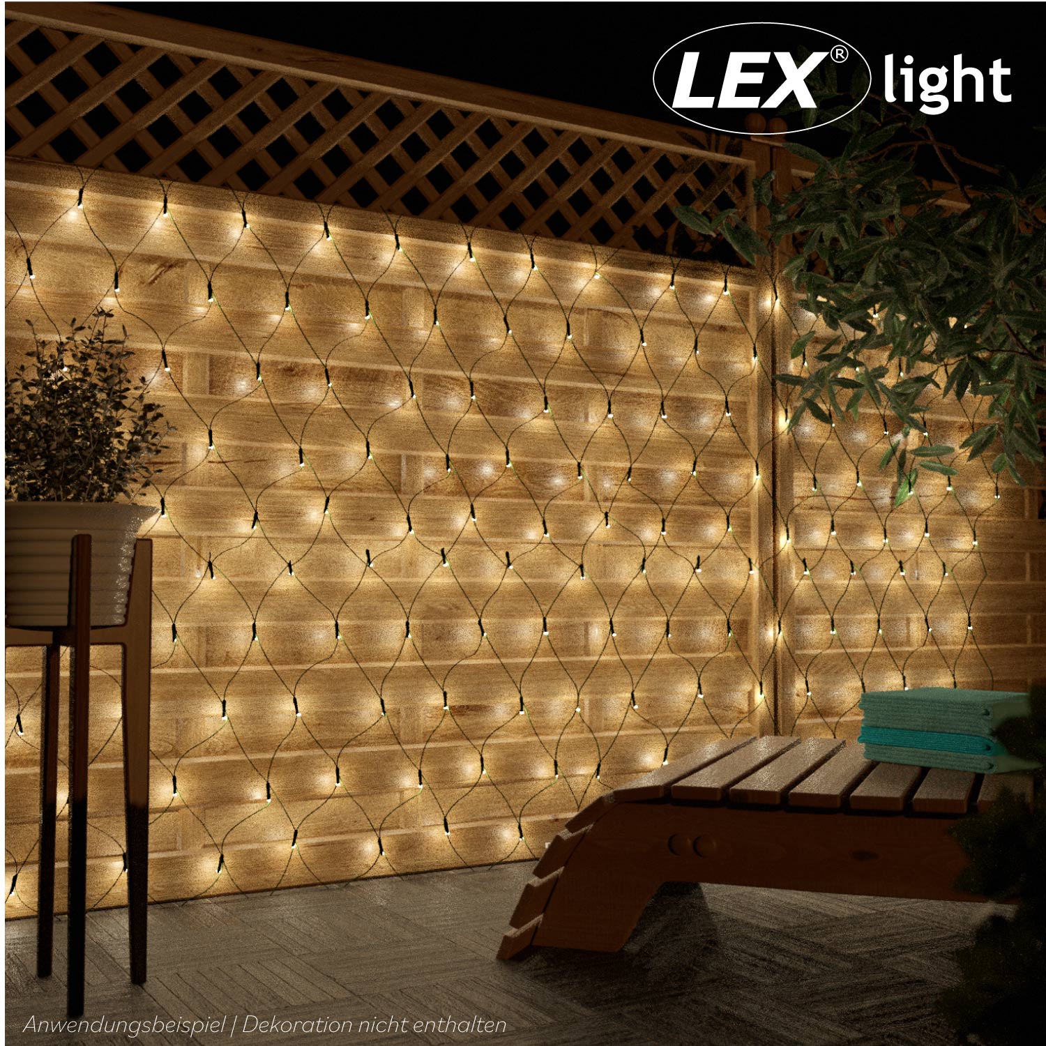 100er LED Lichternetz Lichtervorhang Steckdose warmweiß Innen Außen Netz Deko