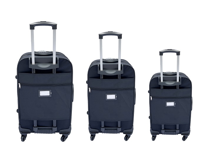 Reisekoffer Stoffkoffer Trolley Set 3 tlg. Rollkoffer Travel Gepäck Hangepäck Schwarz