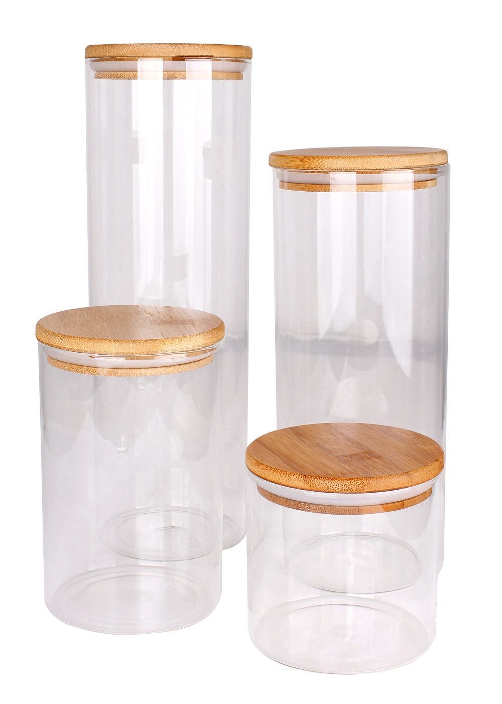 4er-Set Vorratsgläser Vorratsglas Bambusdeckel Glasbehälter Vorratsdosen