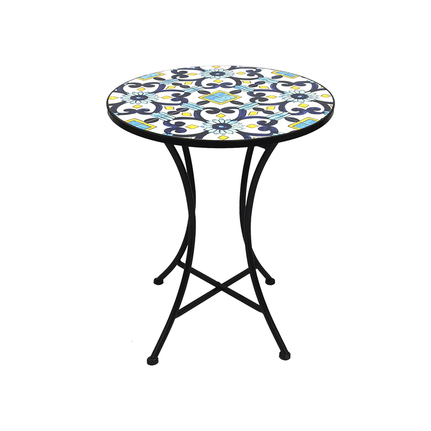 Mosaik Mosaiktisch Gartentisch Bistro Rund Eisenramen klappbar elegant