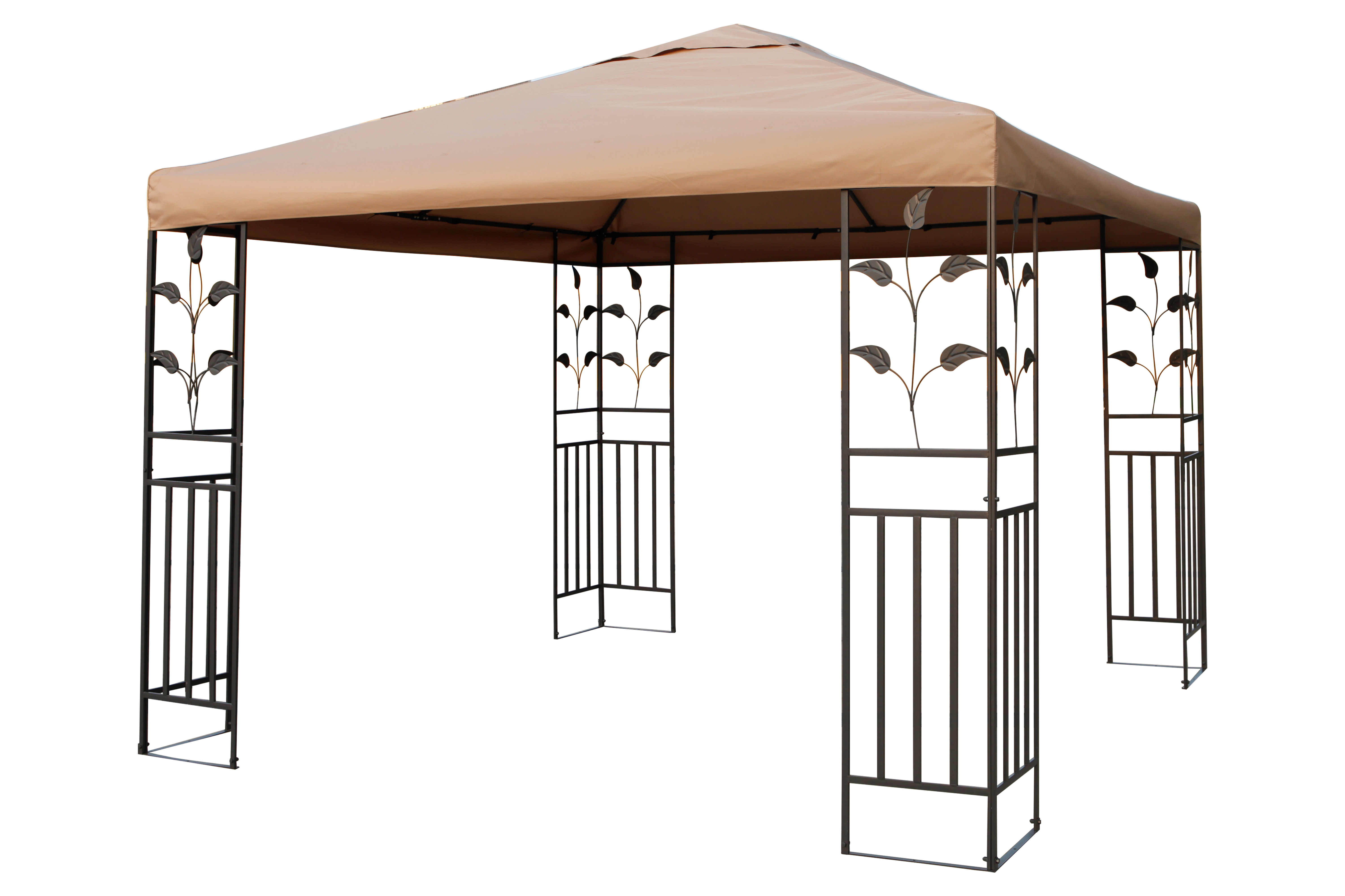 Metallpavillon 3x3 m Pavillon Pergola Gartenpavillon Partyzelt Festzelt stabil taupe