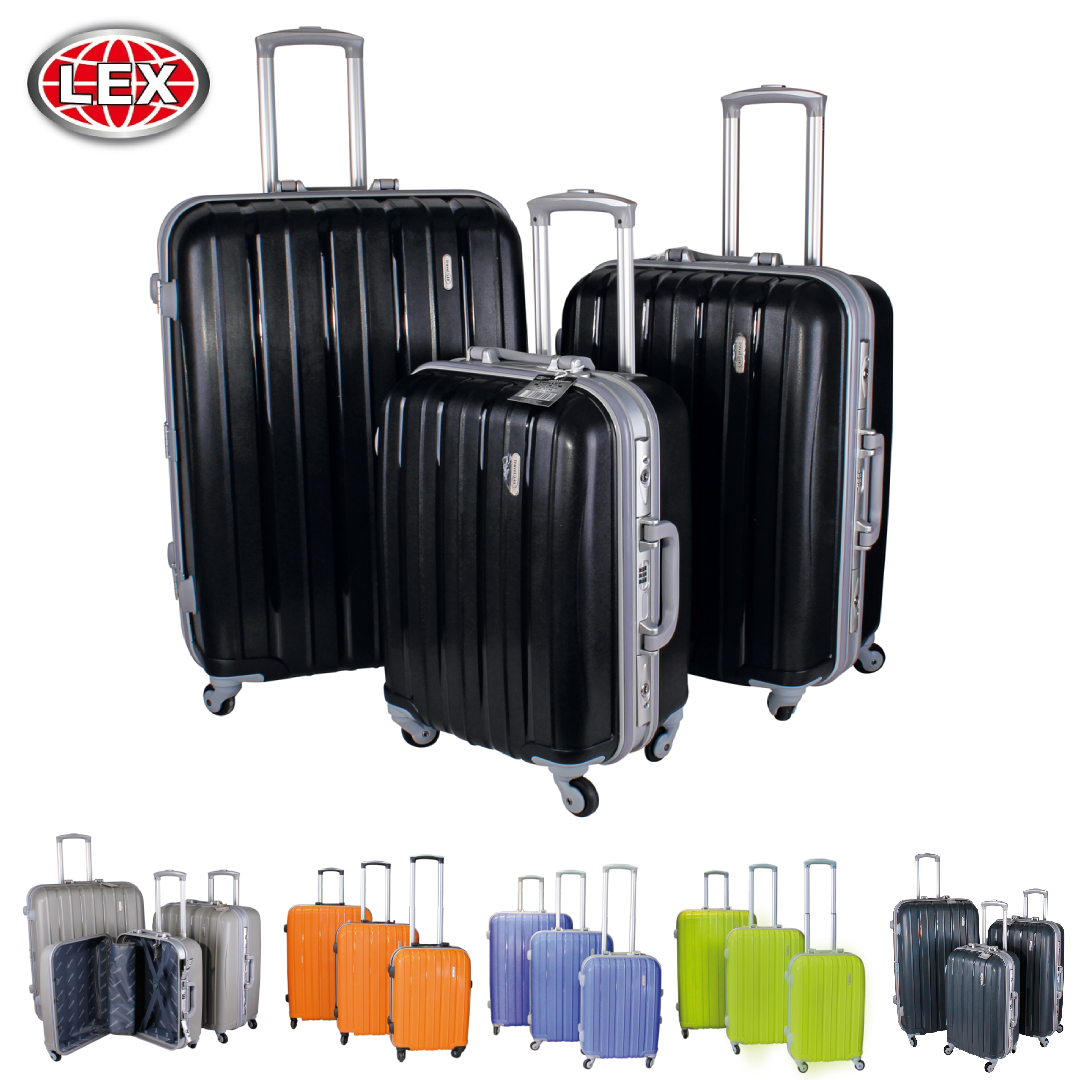 LEX 3tlg. PP Aluminuim Rahmen Reisekoffer Trolley Reisetasche Gepäck Farbauswahl
