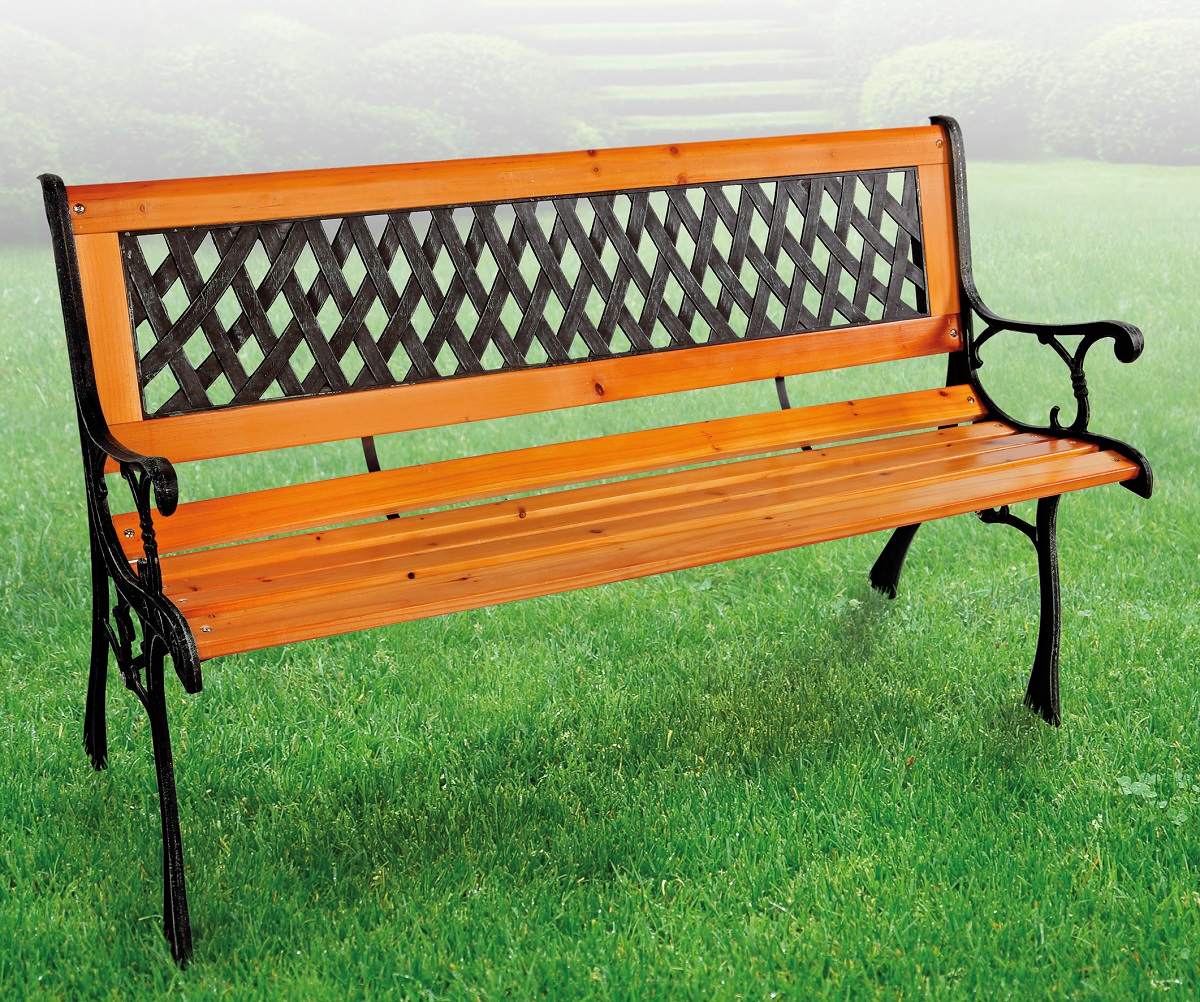 Parkbank Tannenholz Gartenbank Sitzbank Holz Metall Terrasse Balkon 125x74cm