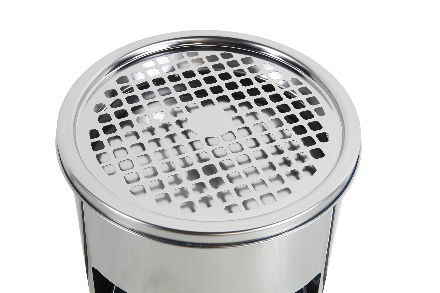 Standaschenbecher mit Müllfach Edelstahl Zigaretten Standascher Silber klein