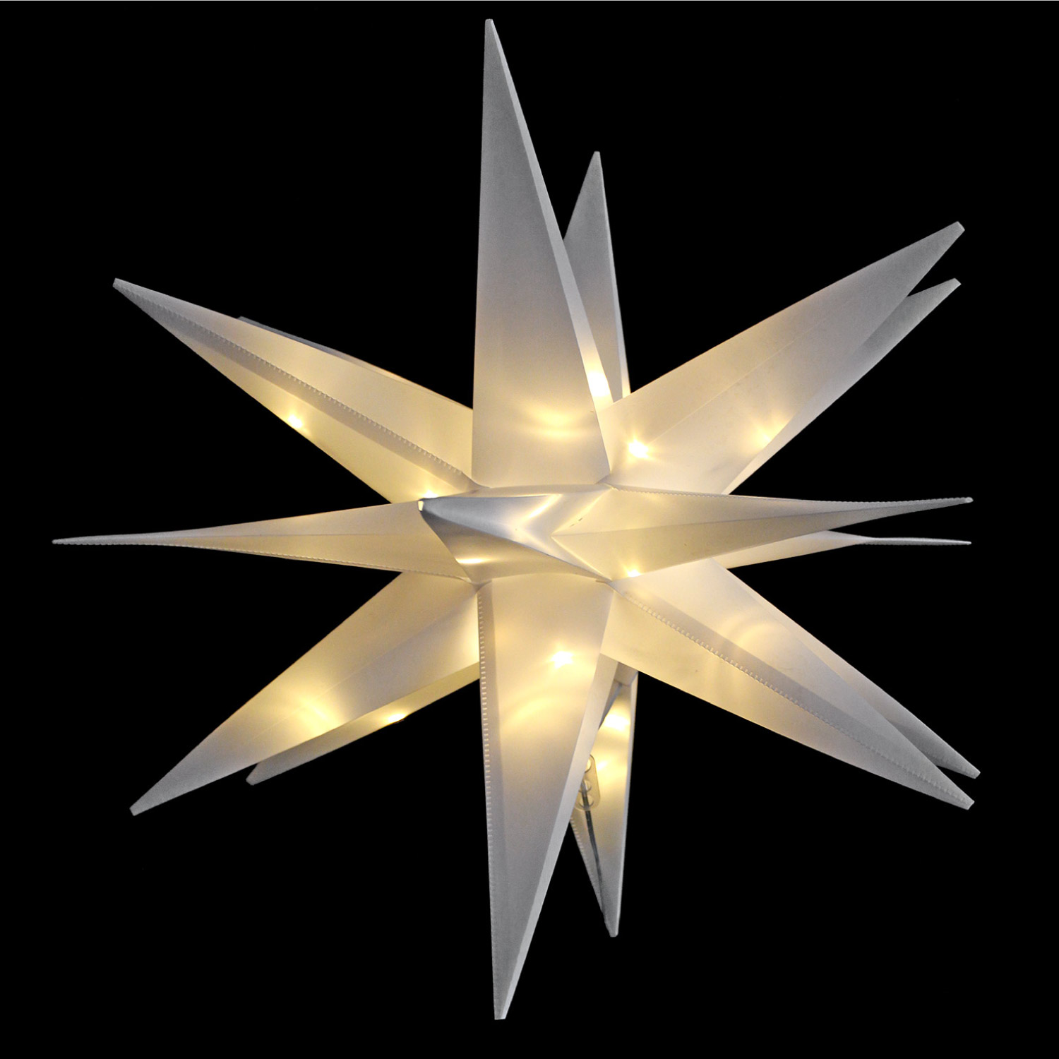 Leuchtstern Lichterstern Lichterkette 3D Timer 36 LEDs mit Erdspieß Weiß