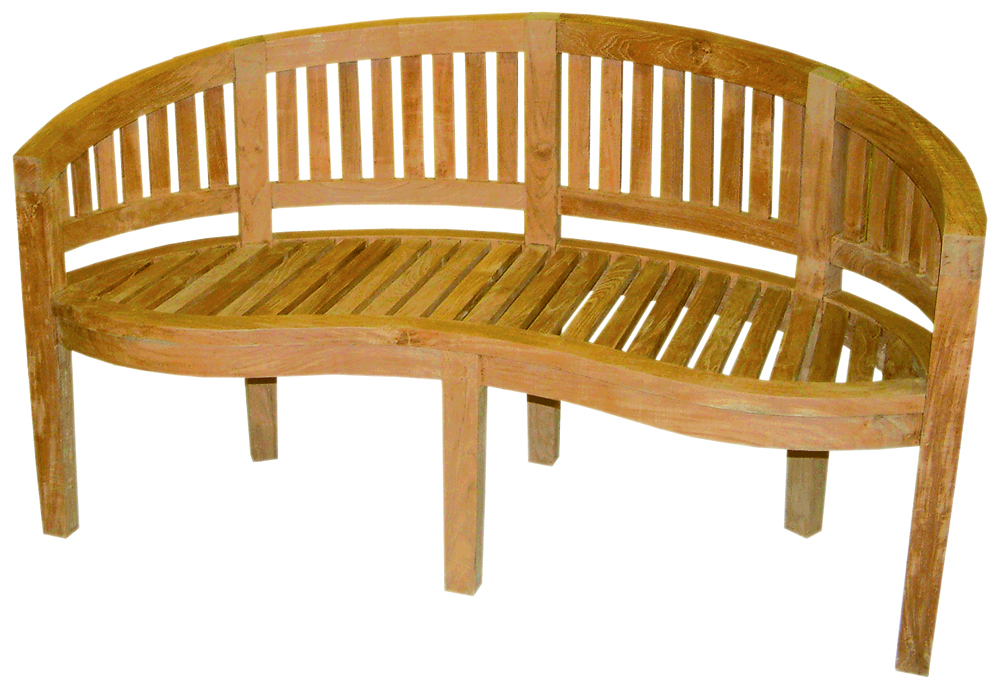 Premium Teak Gartenbank Banana Sitzbank Holzbank Teakbank Parkbank 150cm