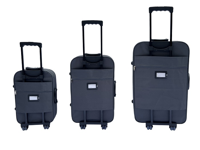 Reisekoffer Stoffkoffer Trolley Gepäck Set 3 tlg. Travel Rollkoffer Hangepäck Dunkelgrau