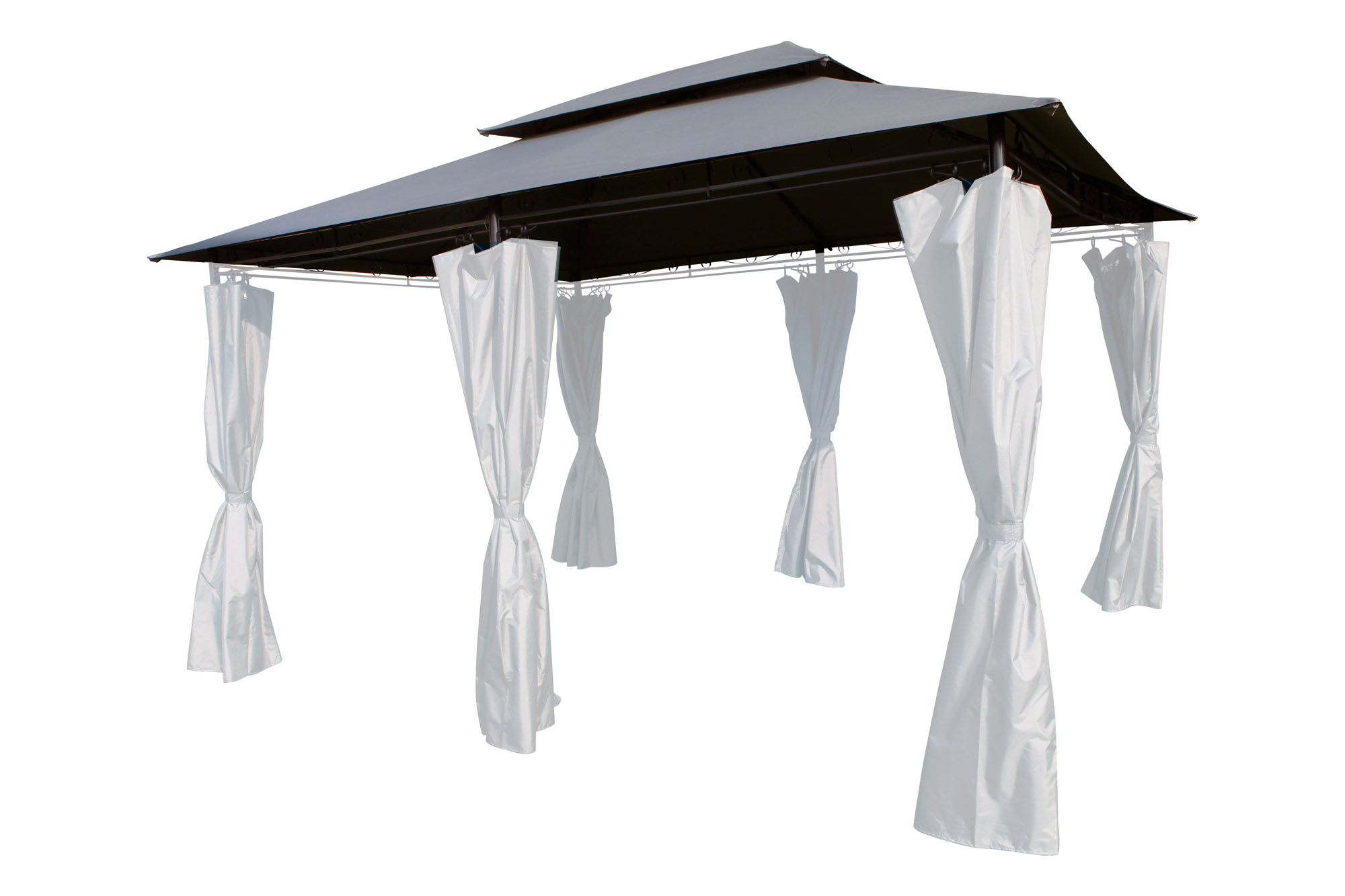 Ersatzdach Pavillon 4x3m wasserdicht Gartenpavillon Doppeldach steingrau