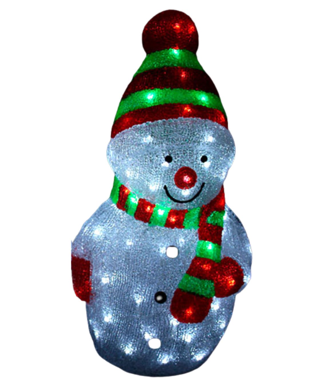 LED Weihnachtsfigur Acryl Schneemann 45cm beleuchtet 80LEDs Weihnachtsdeko grün