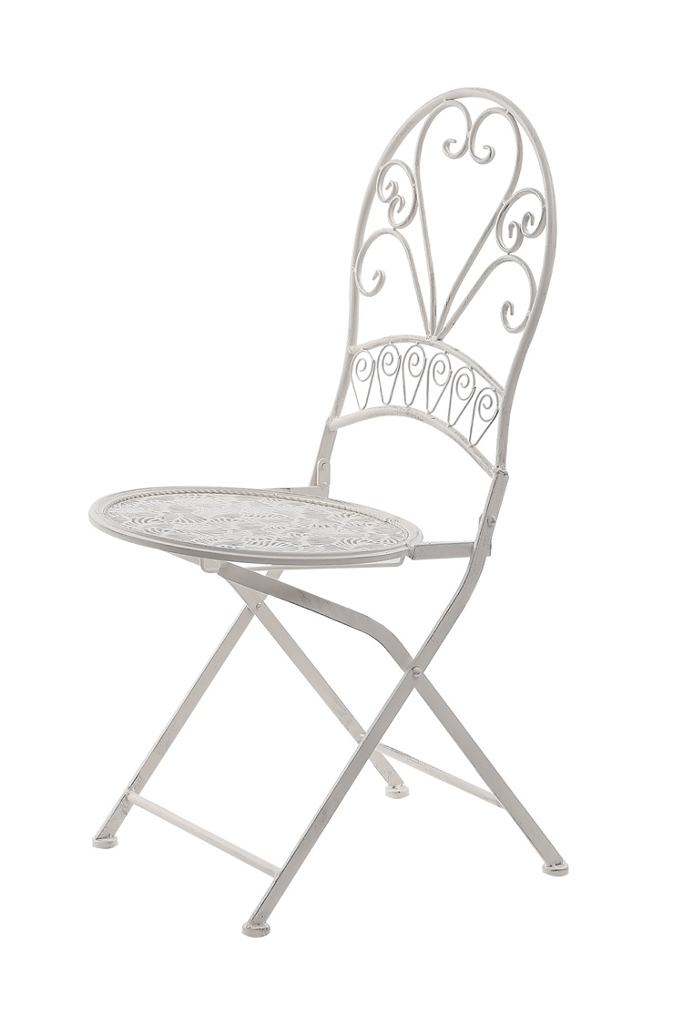 Terassen Möbel-Set Bistro Garten Balkon Gartendeko antik weiß 2 Stühle und Tisch