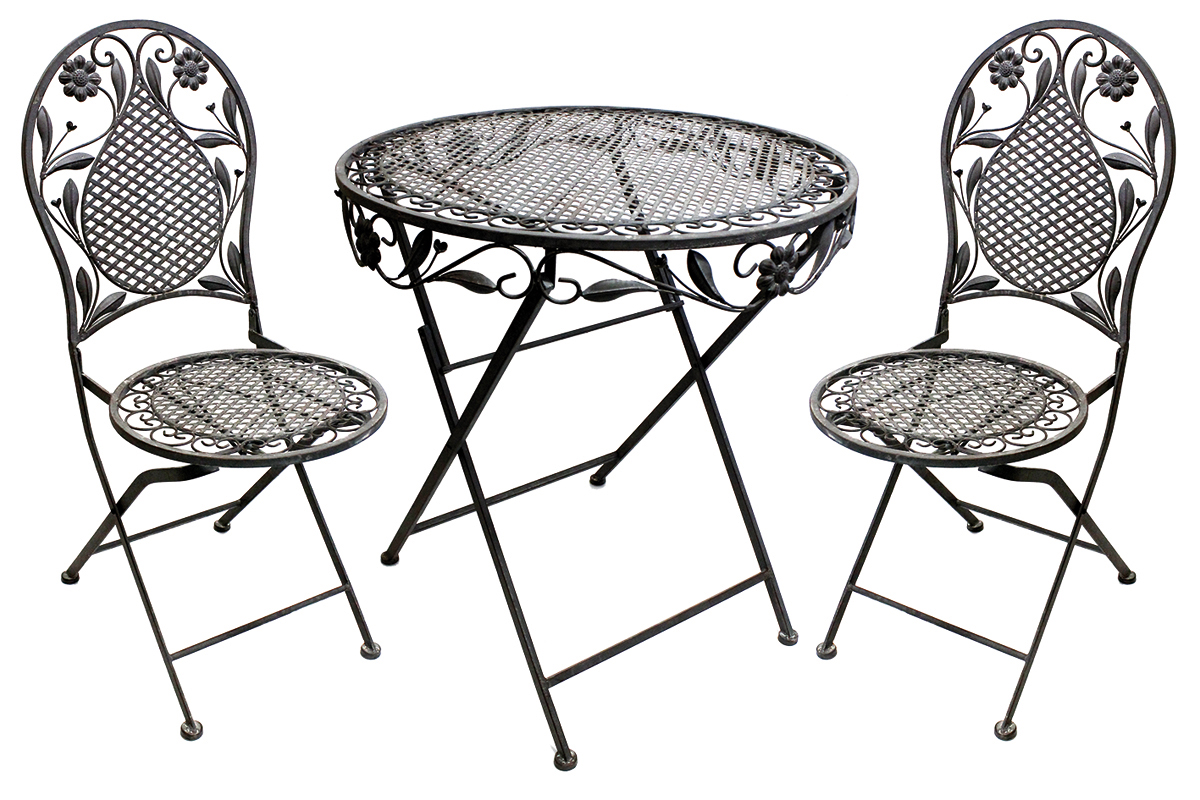 Terrassen Set Gartenset Bistroset Sitzgruppe Gartenmöbel klappbar Deko grau 3tlg.