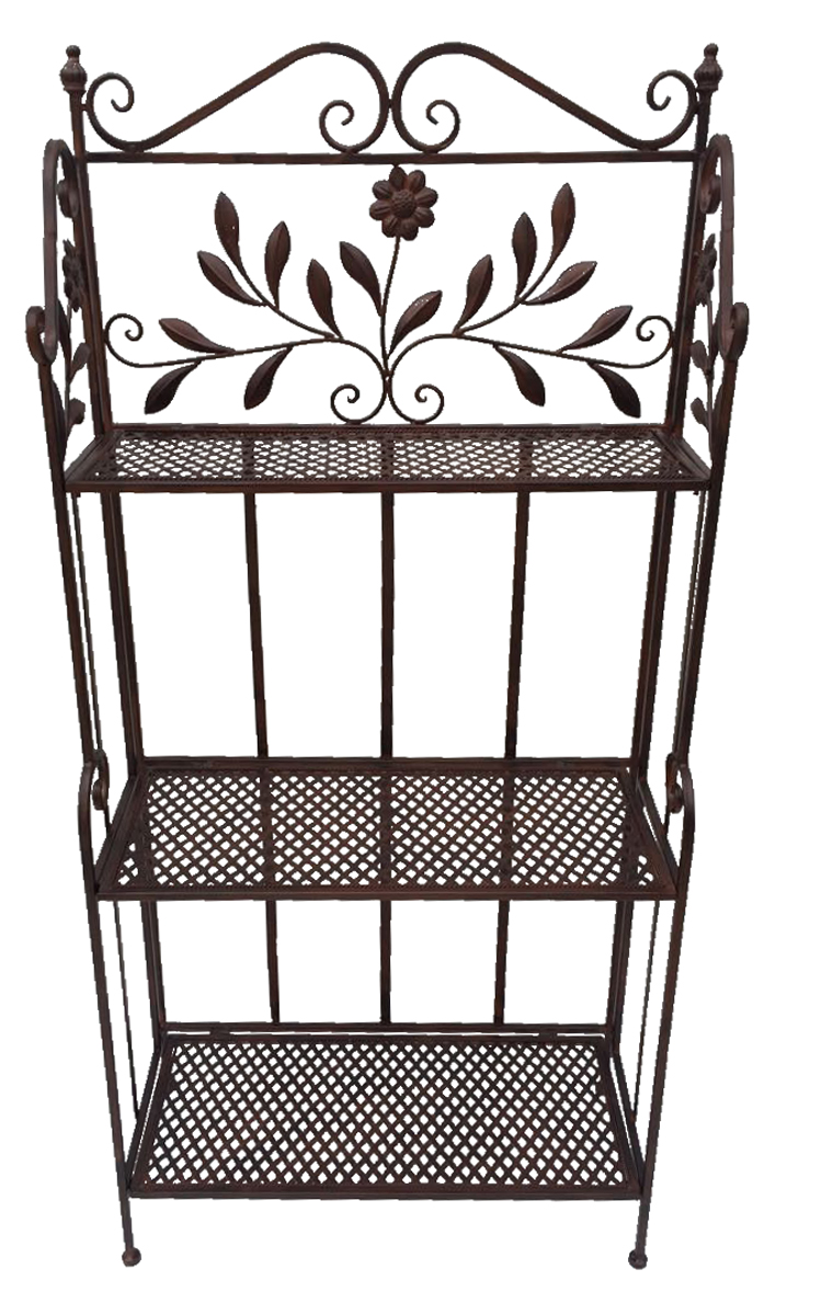 Eisenregal Standregal Dekoregal Metallregal Gartenregal 3 Etagen Antik braun