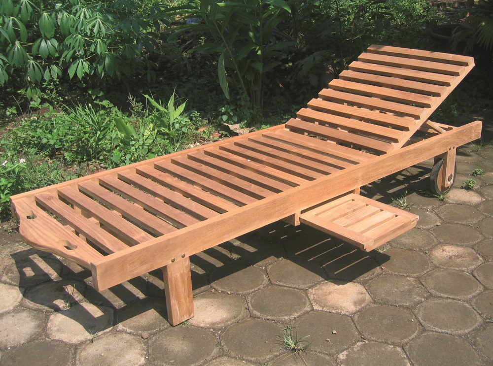 Premium Teak Sonnenliege mit Rollen neigbar Gartenliege Gartenmöbel Rollliege