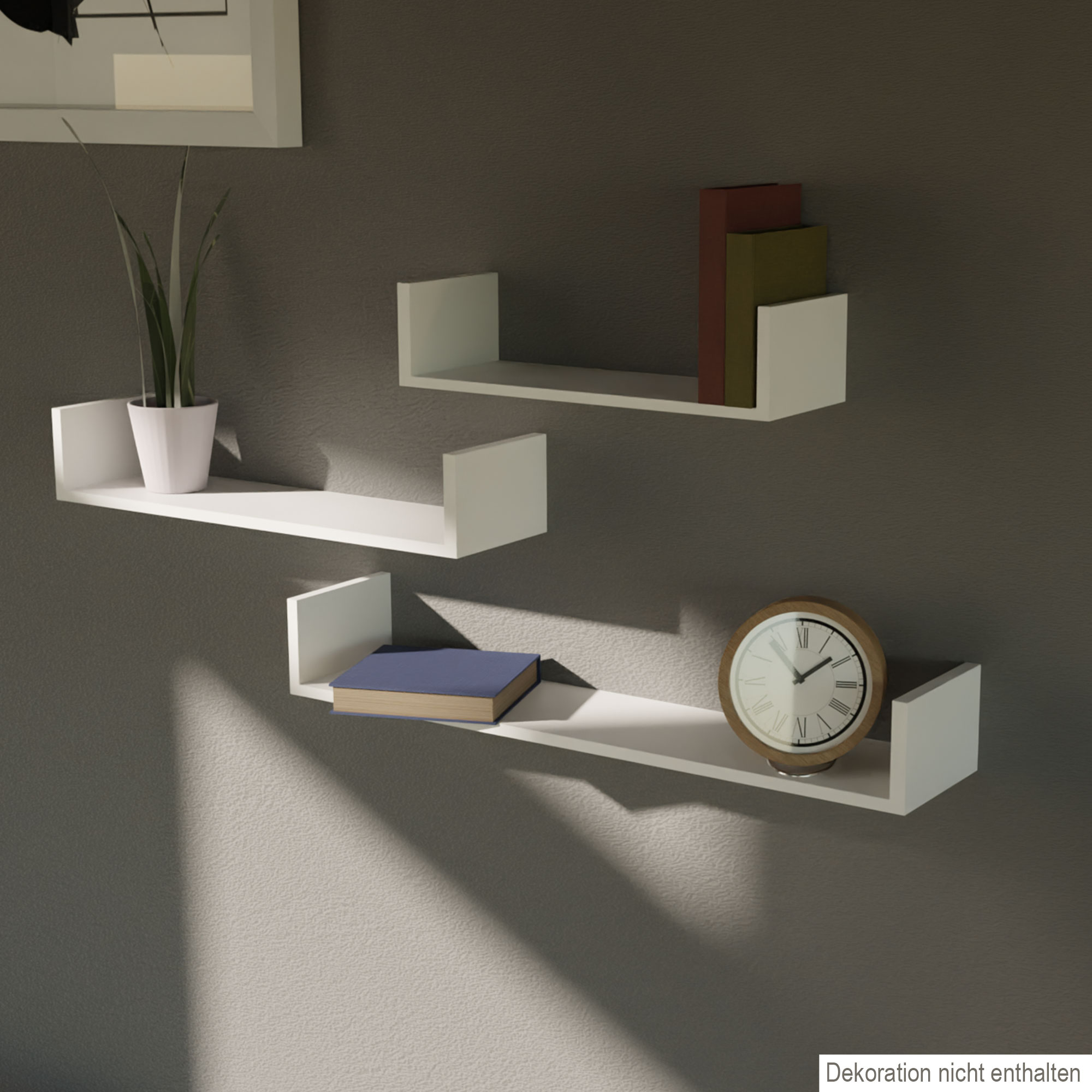 3er Set Wandregal Schweberegal Bücherablage Hängeregal Wandboard weiß