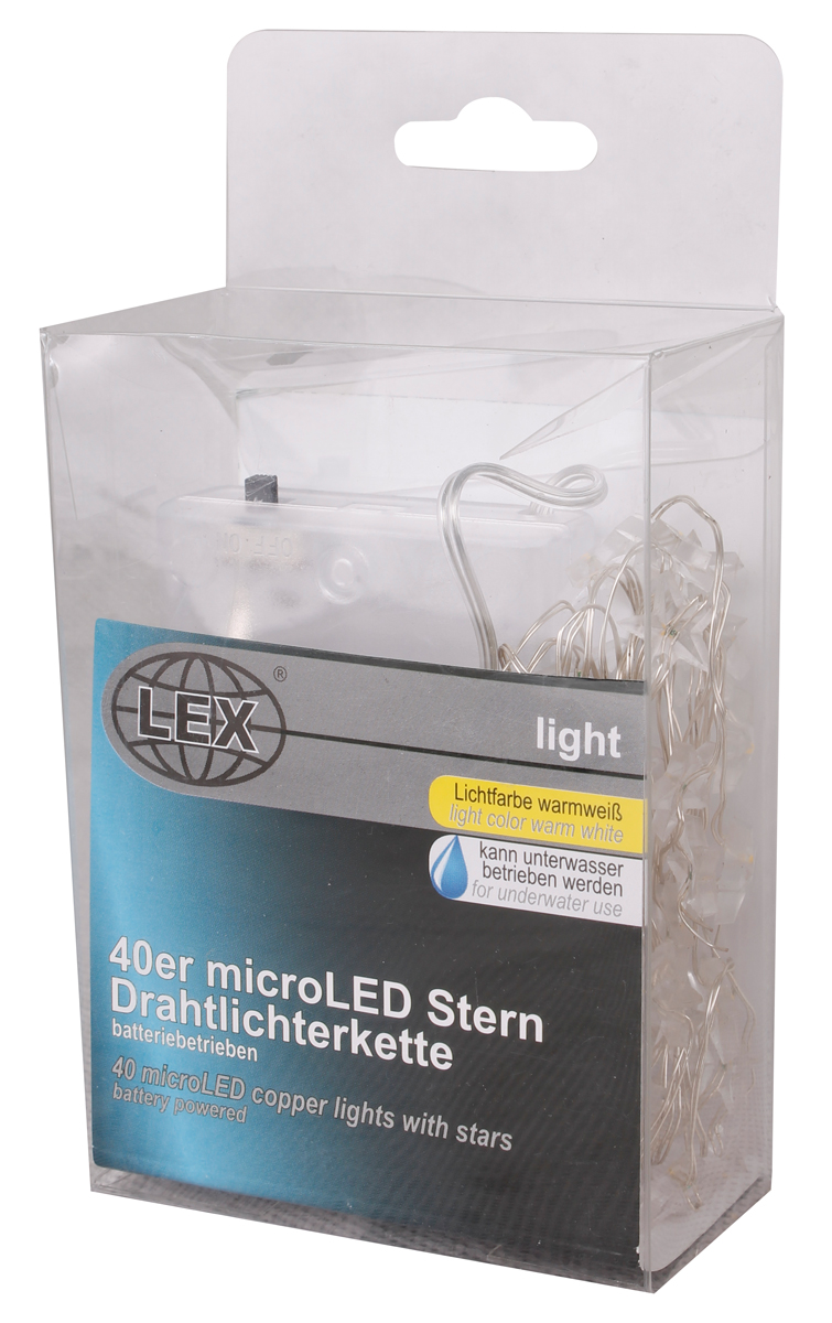3x40er Micro LED Stern Drahtlichterkette Set Batteriekette Lichterkette Deko